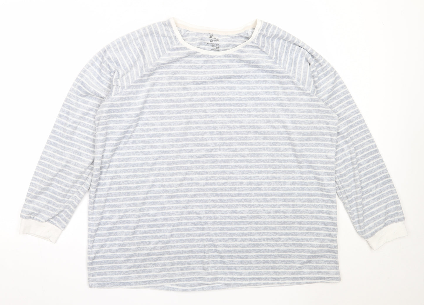 Primark Womens Grey Striped Polyester Top Pyjama Top Size 18