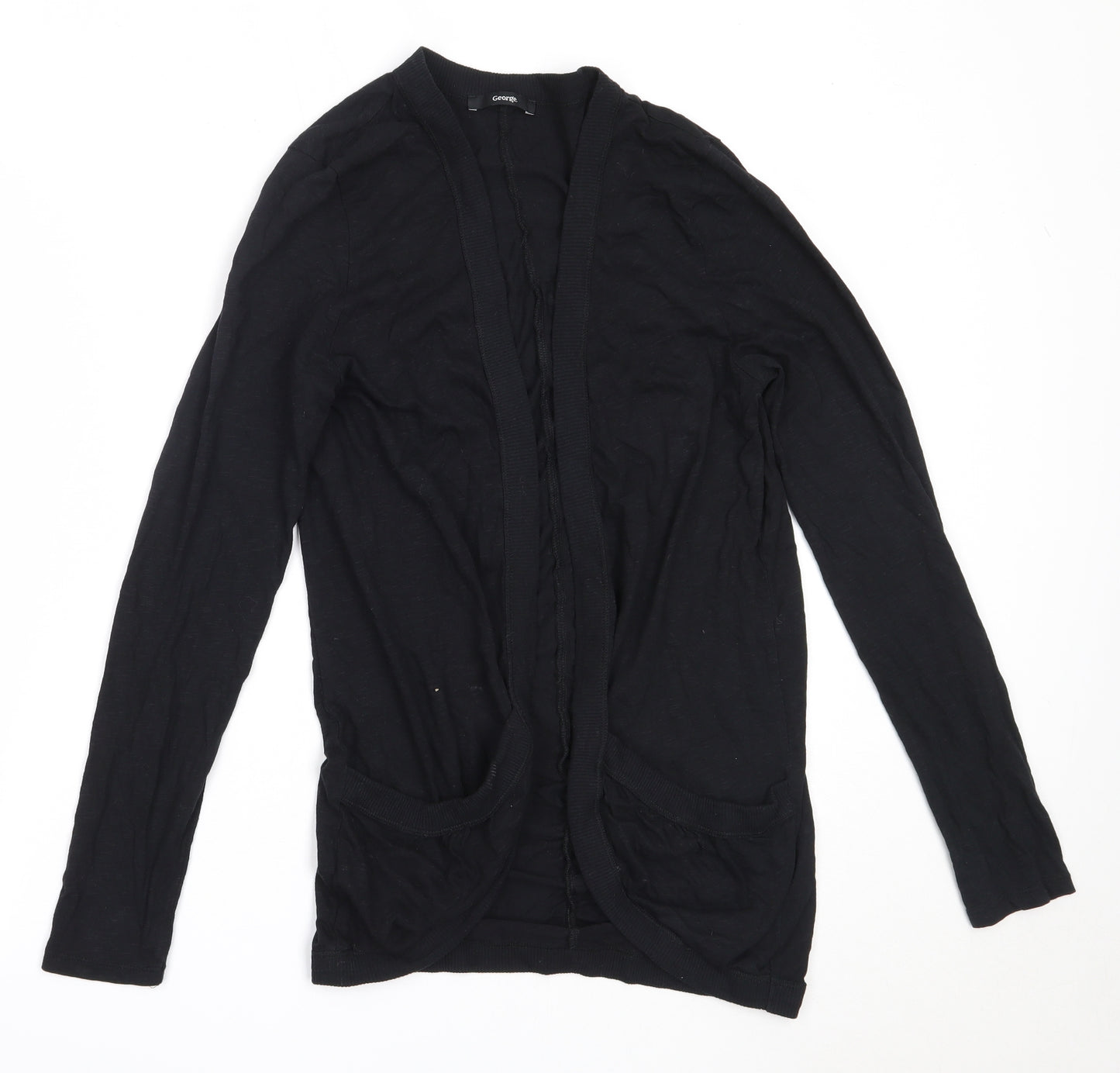George Womens Black Round Neck  Cotton Cardigan Jumper Size 12