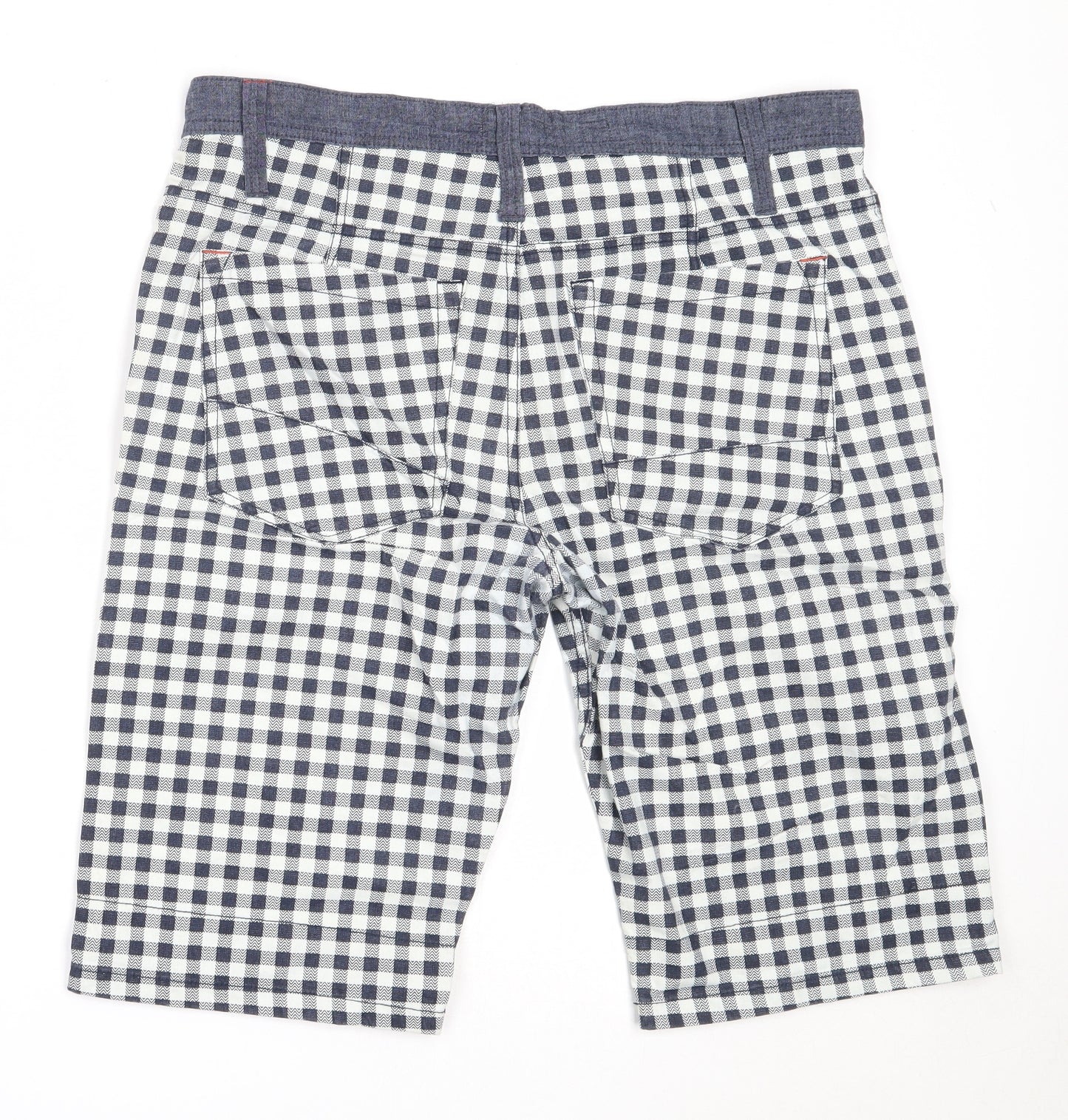 Twisted Soul Mens Blue Check Cotton Bermuda Shorts Size 36 in  Regular