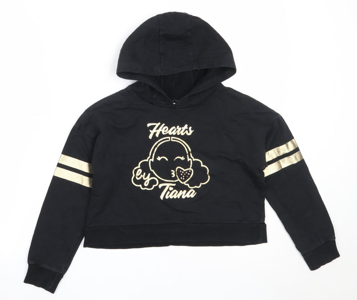 George Girls Black  Cotton Pullover Hoodie Size 7-8 Years   - tiana