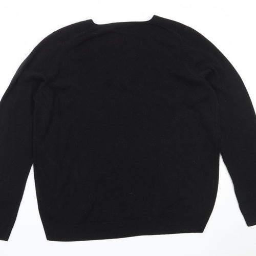 Marks and Spencer Womens Black V-Neck  Acrylic Pullover Jumper Size 18