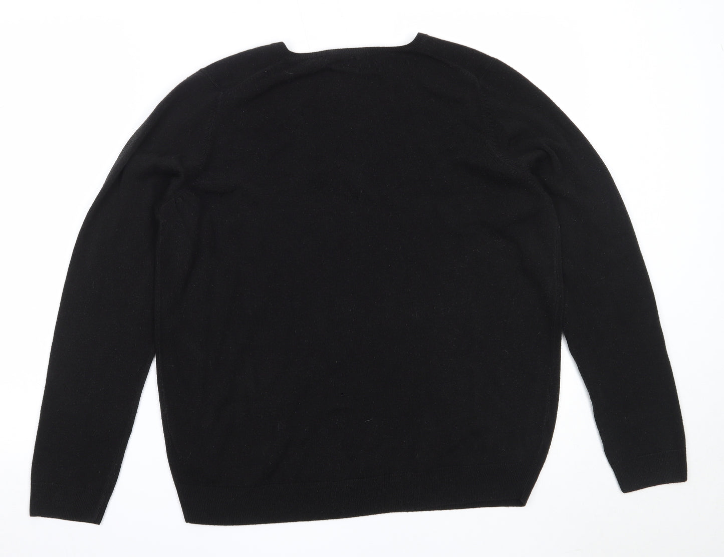 Marks and Spencer Womens Black V-Neck  Acrylic Pullover Jumper Size 18