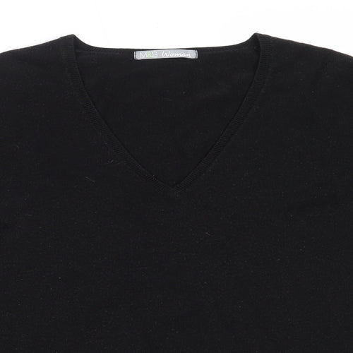 Marks and Spencer Womens Black V-Neck  Acrylic Pullover Jumper Size 18