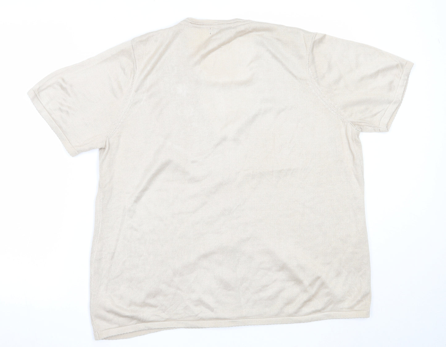 BM Womens Beige V-Neck  Acrylic Pullover Jumper Size L