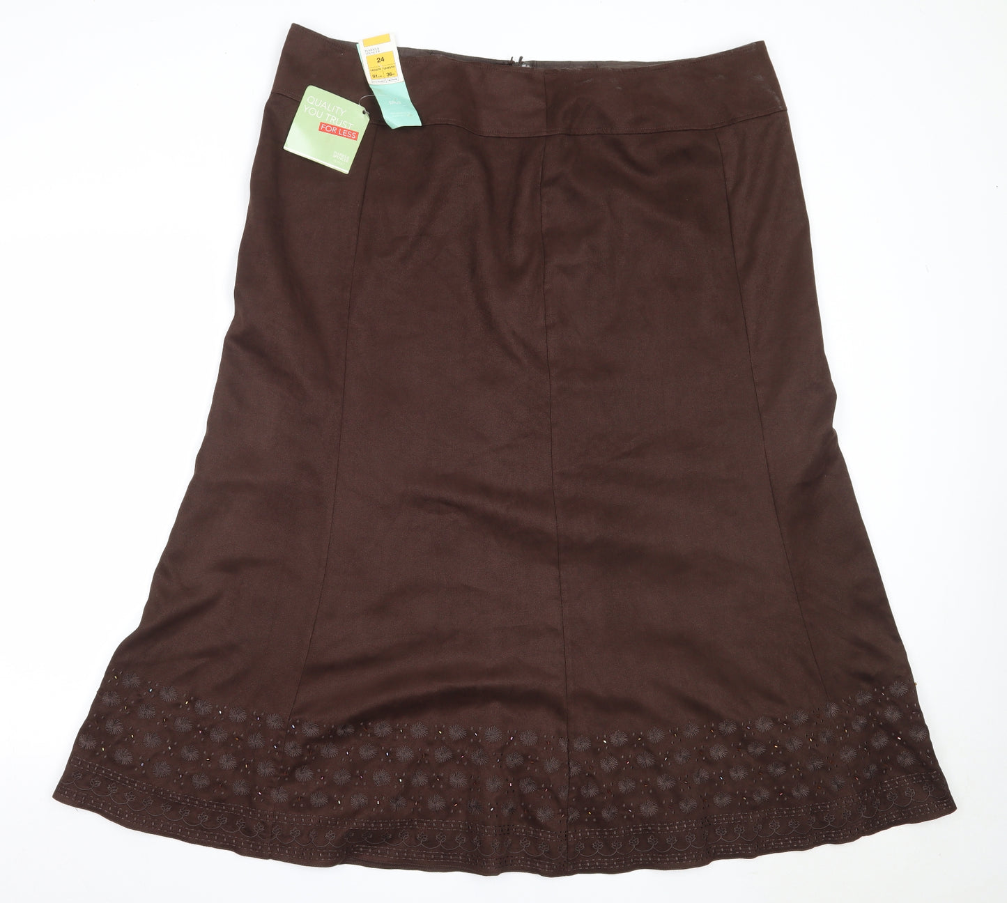Marks and Spencer Womens Brown  Polyester Flare Skirt Size 24