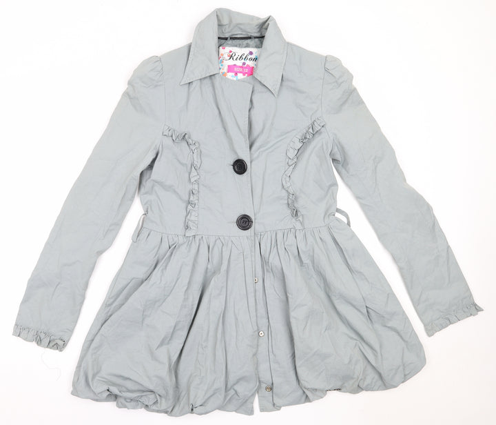 Ribbon Womens Grey Overcoat Coat Size 12