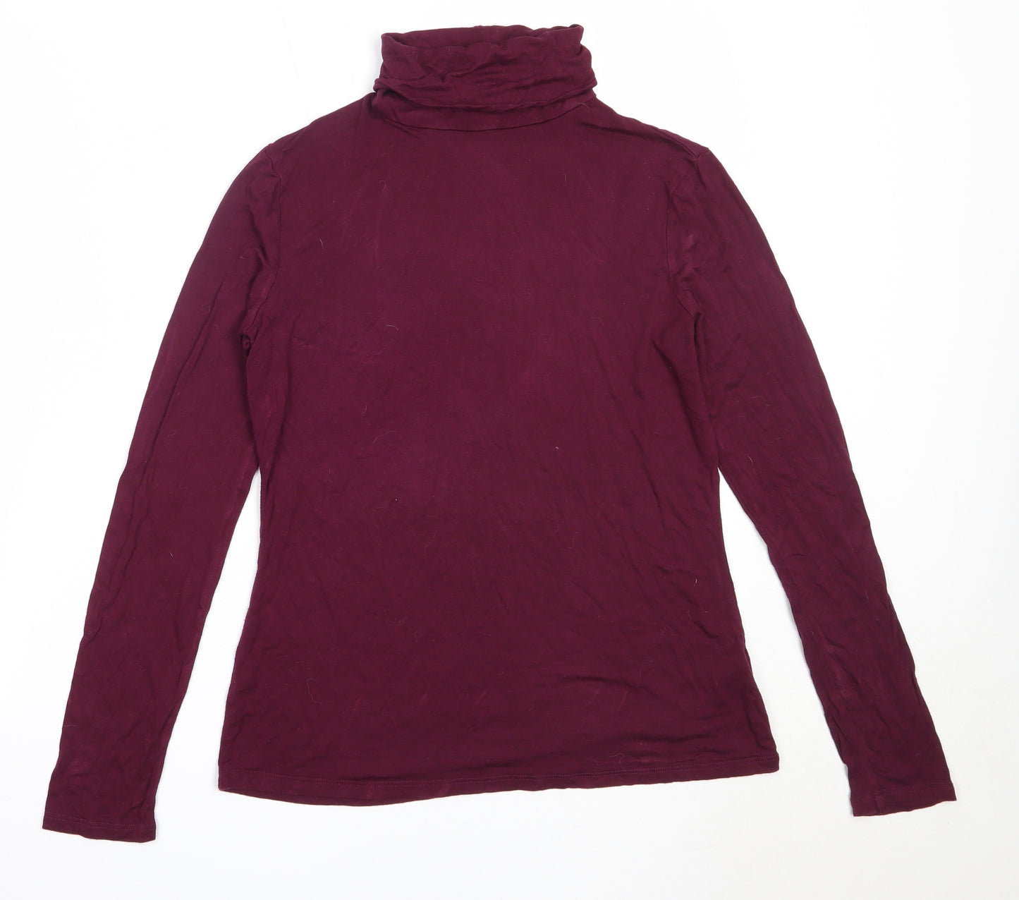 Very Womens Purple  Viscose Basic T-Shirt Size 10 Roll Neck