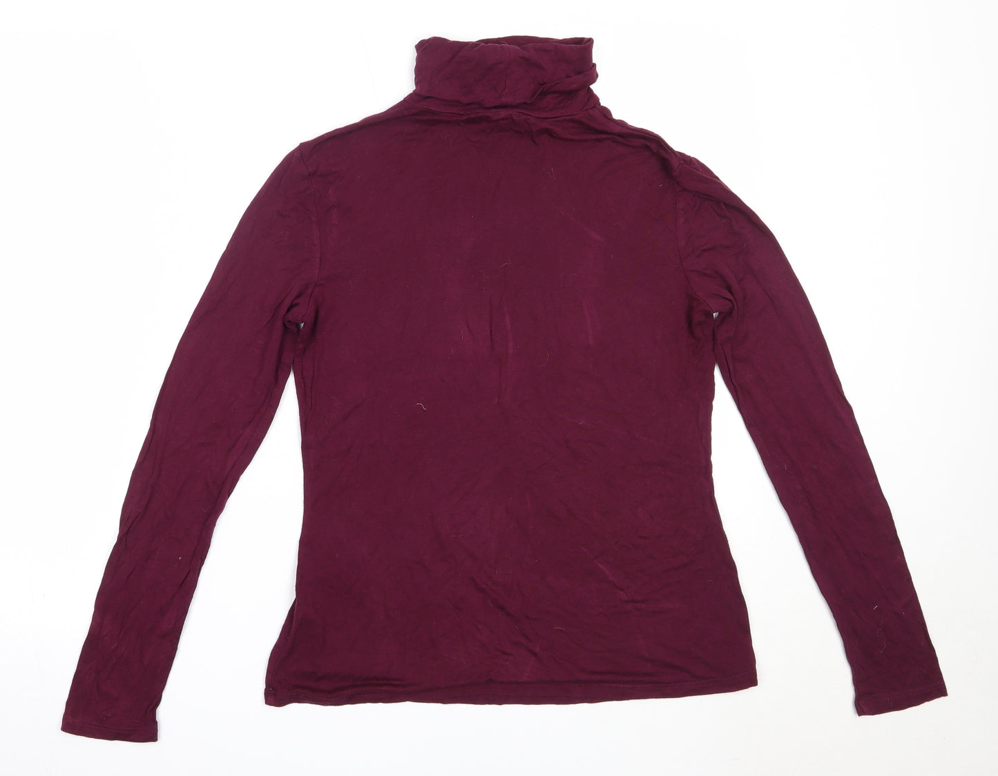 Very Womens Purple  Viscose Basic T-Shirt Size 10 Roll Neck