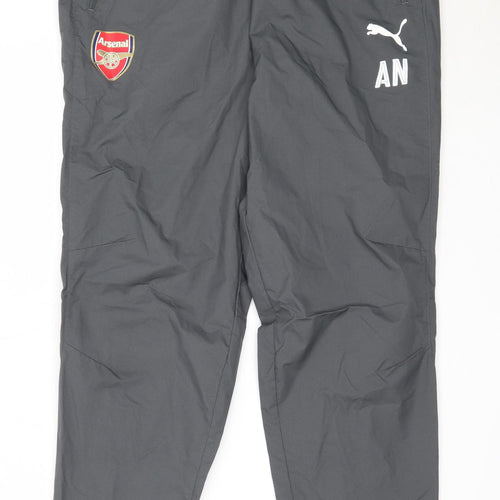 PUMA Mens Grey  Nylon Sweatpants Trousers Size L L31 in Regular  - arsenal