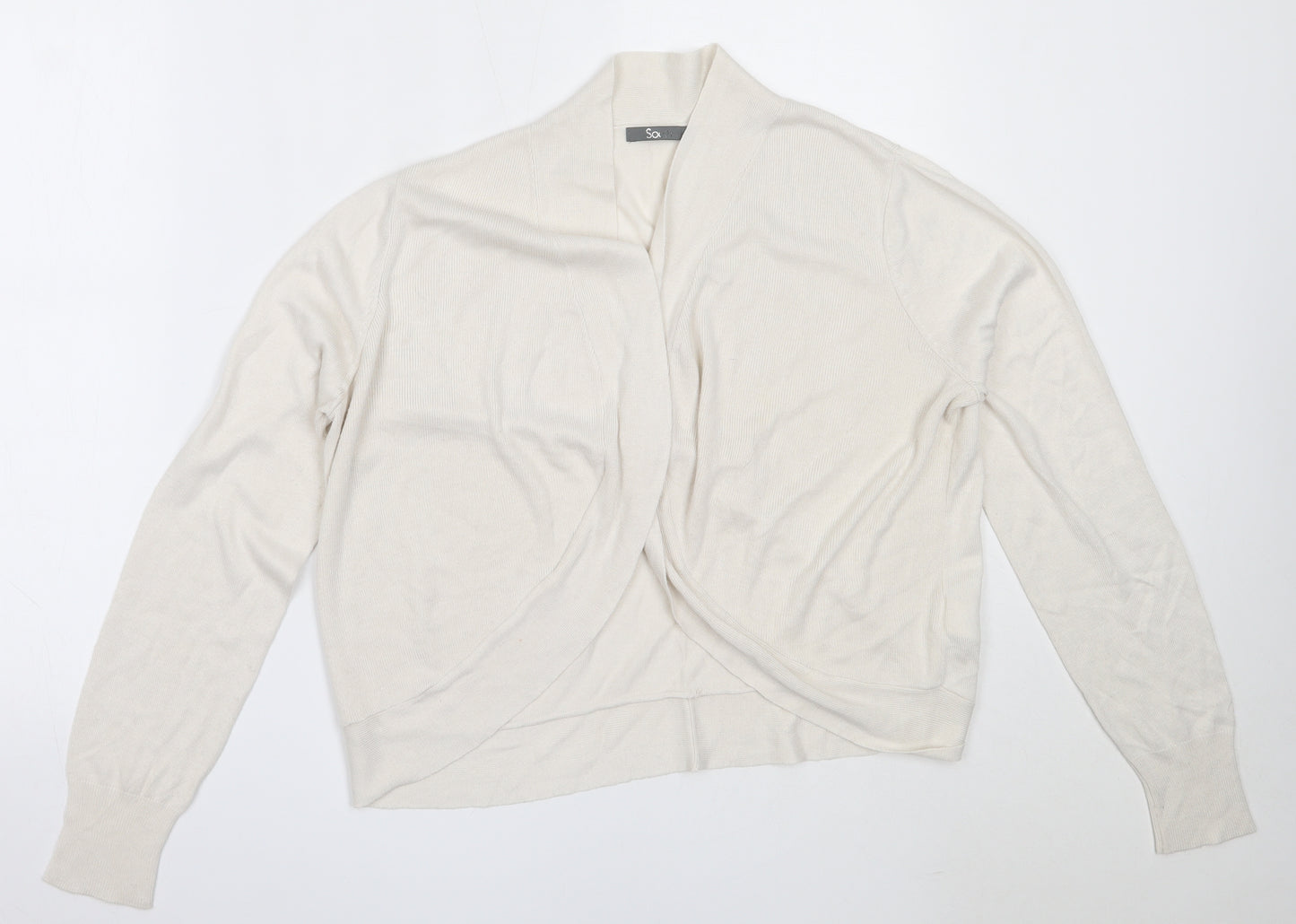 South Womens Ivory Round Neck  Viscose Cardigan Jumper Size 14