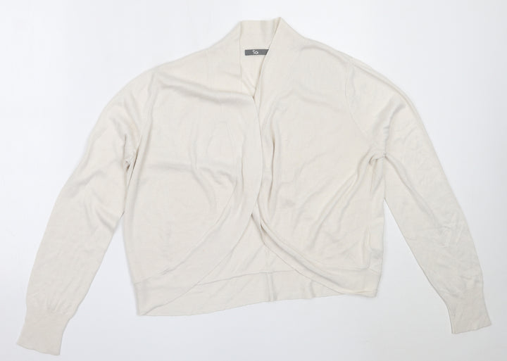 South Womens Ivory Round Neck  Viscose Cardigan Jumper Size 14