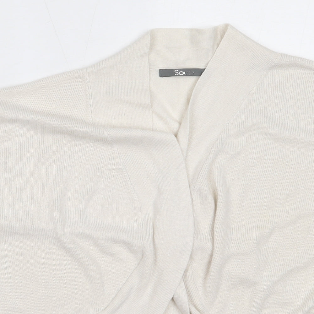 South Womens Ivory Round Neck  Viscose Cardigan Jumper Size 14