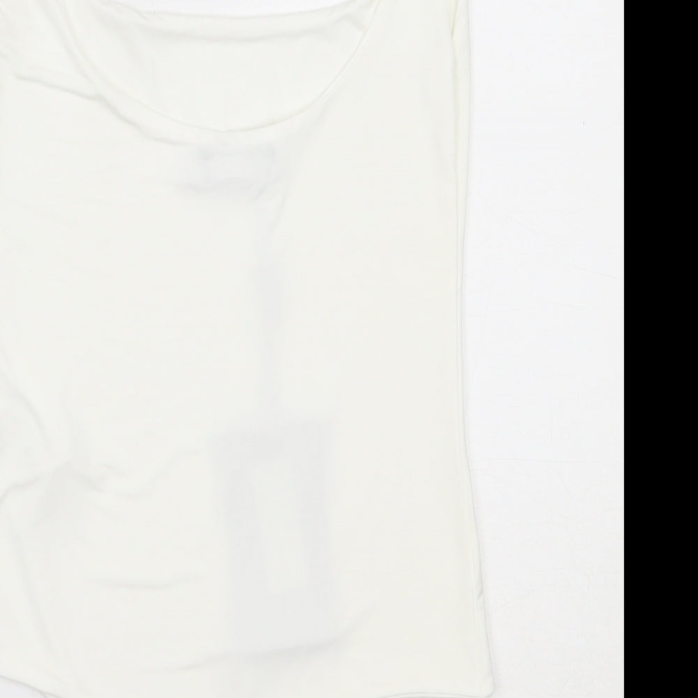 PRETTYLITTLETHING Womens White  Viscose Basic Tank Size 8 Round Neck