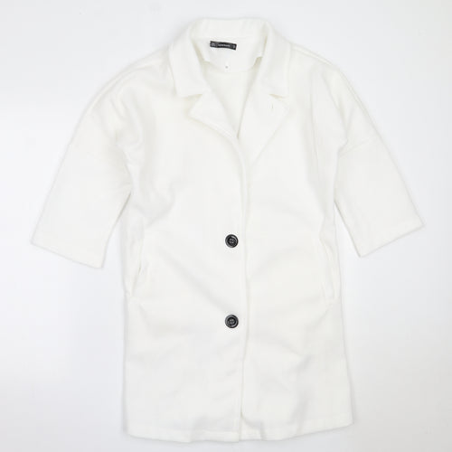 Nowrain Womens White   Overcoat Coat Size M