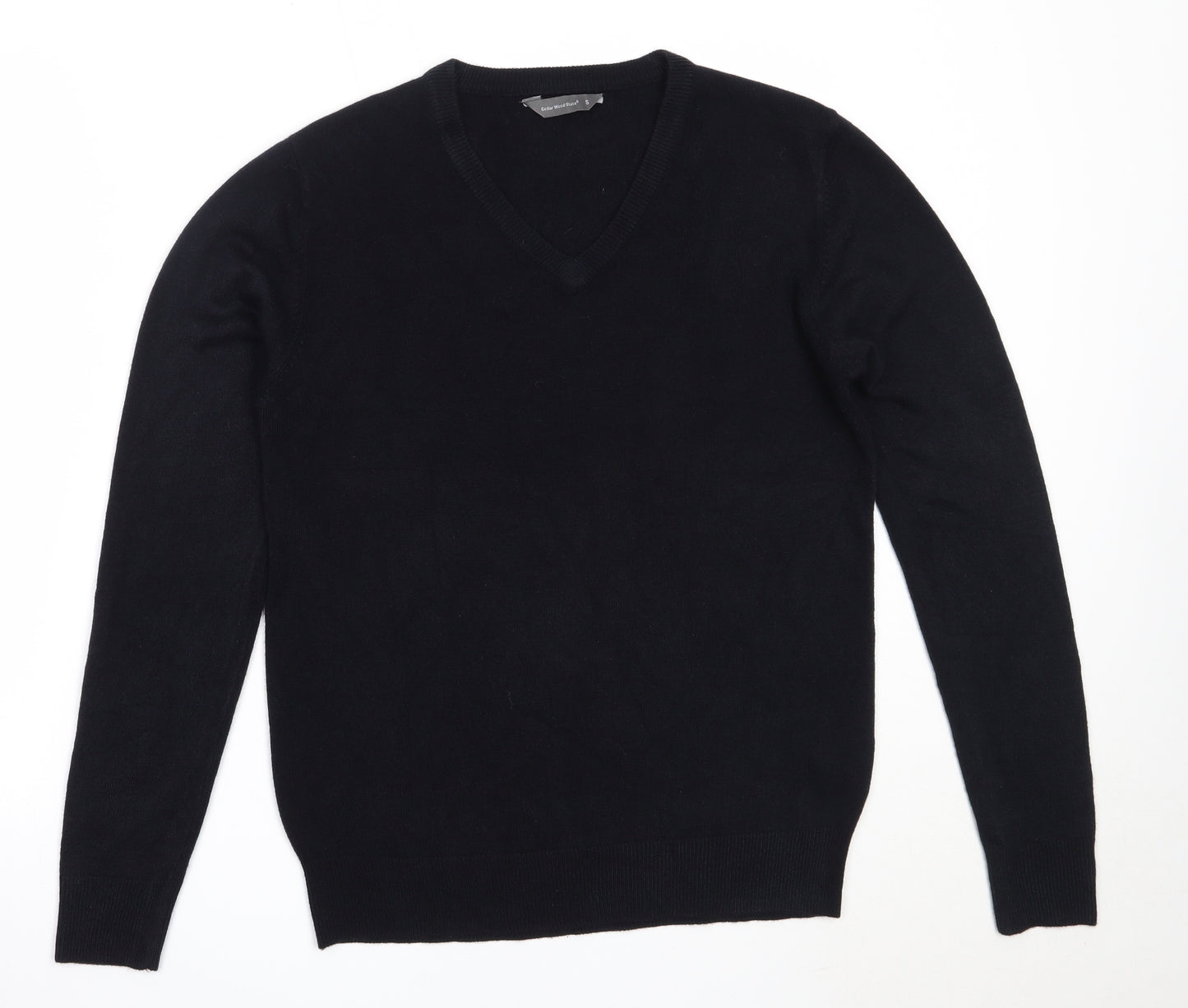 Cedar Wood State Mens Blue V-Neck  Acrylic Pullover Jumper Size S