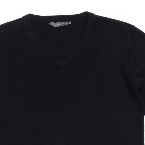 Cedar Wood State Mens Blue V-Neck  Acrylic Pullover Jumper Size S