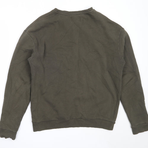 Seek Mens Green  Cotton Pullover Sweatshirt Size S