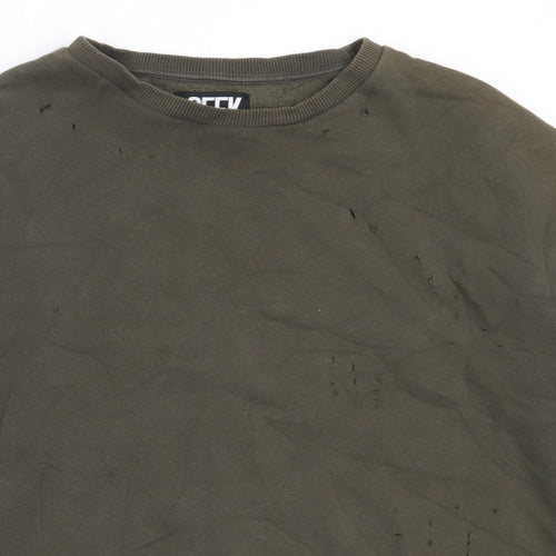 Seek Mens Green  Cotton Pullover Sweatshirt Size S