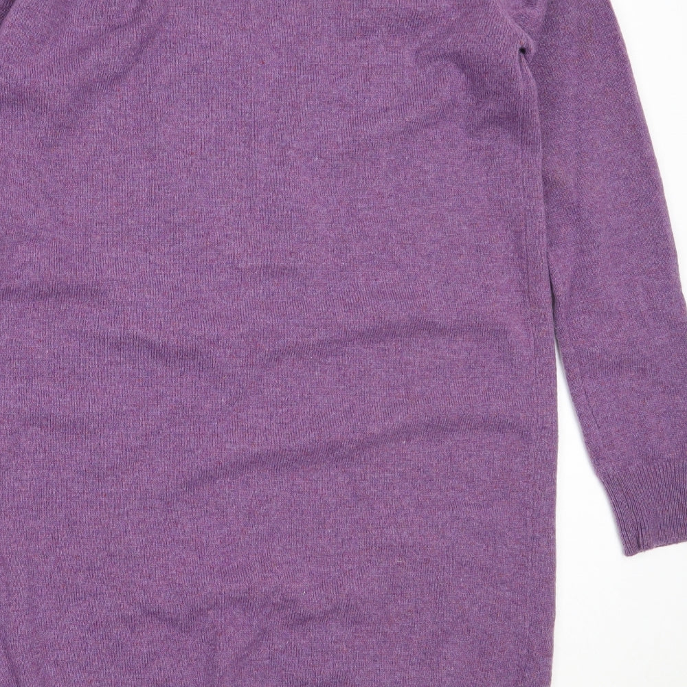 The House of Bruar Womens Purple V-Neck  Wool Cardigan Jumper Size L