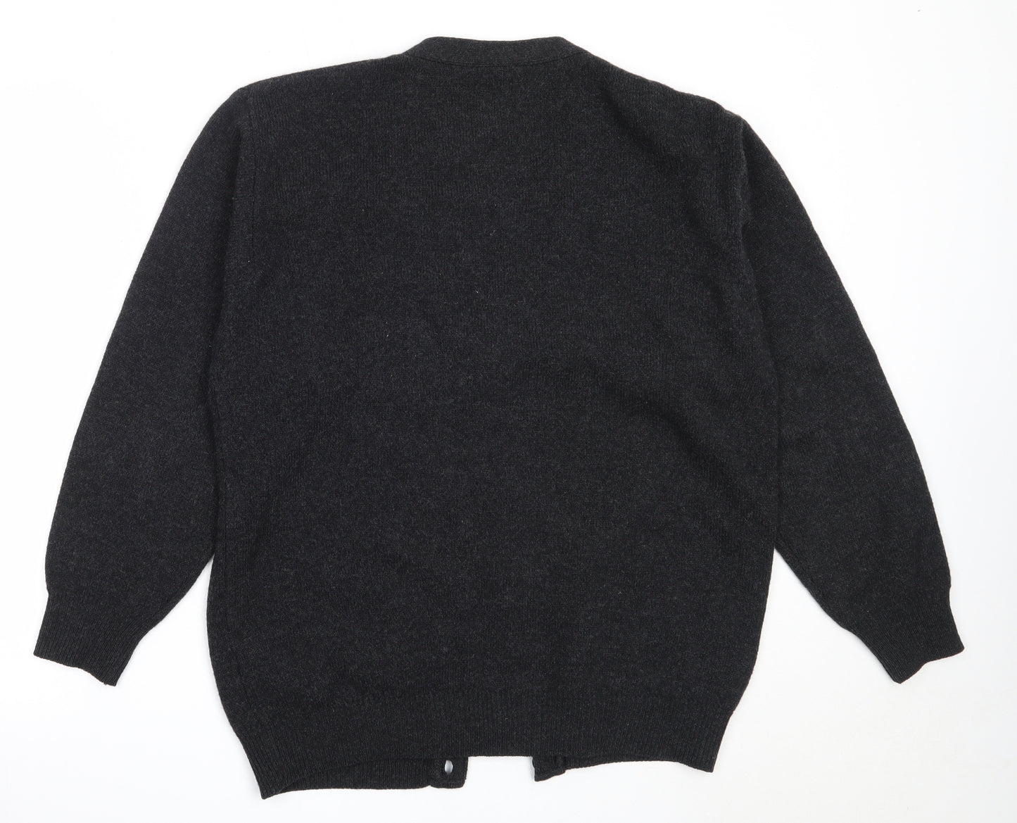 CANDA Womens Grey V-Neck  Wool Cardigan Jumper Size M