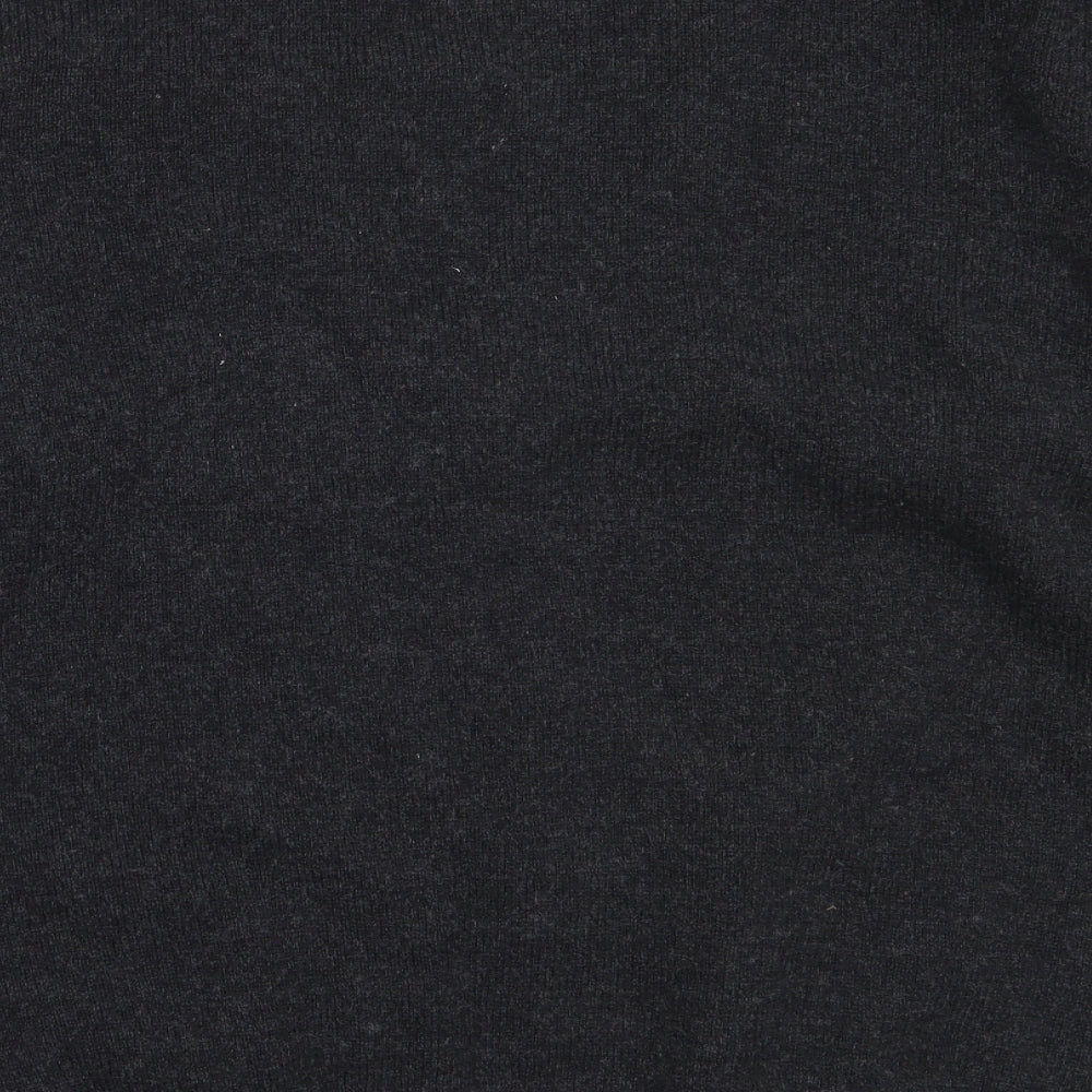 CANDA Womens Grey V-Neck  Wool Cardigan Jumper Size M