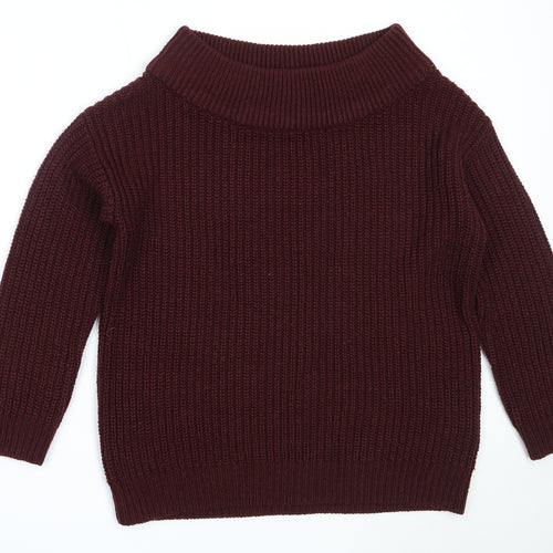 New Look Womens Red Round Neck  Acrylic Pullover Jumper Size S