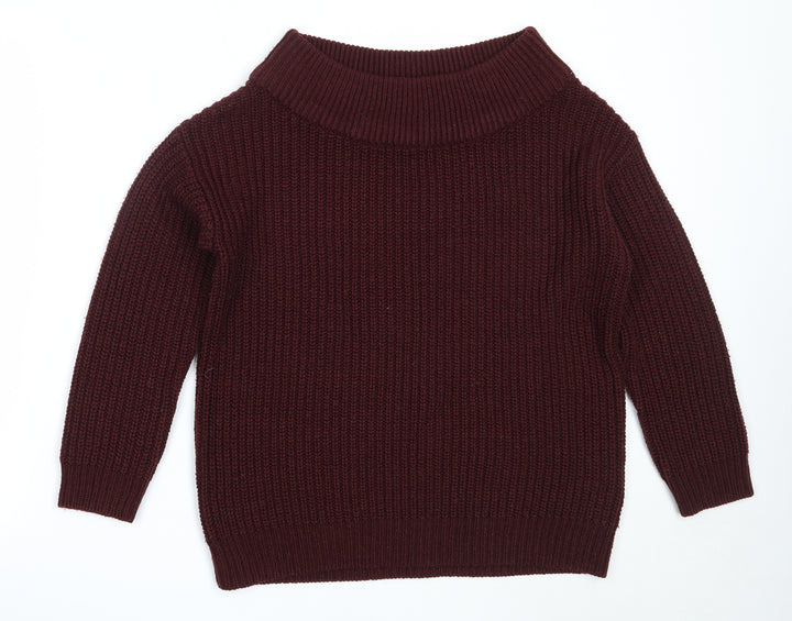 New Look Womens Red Round Neck  Acrylic Pullover Jumper Size S