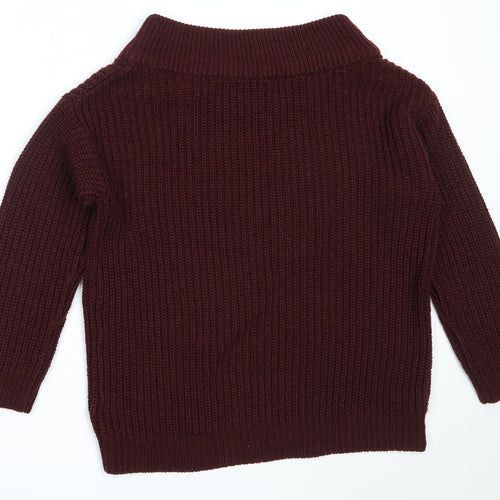 New Look Womens Red Round Neck  Acrylic Pullover Jumper Size S