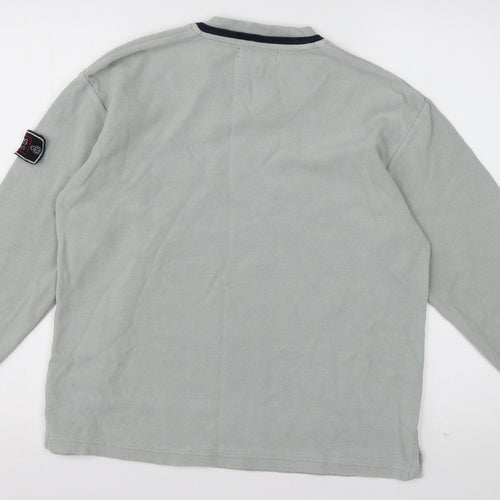Whispering Smith Mens Green V-Neck  Cotton Pullover Jumper Size L