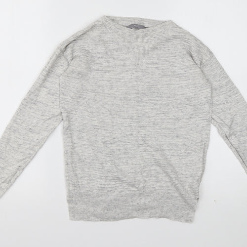 NEXT Womens Grey Crew Neck Striped Viscose Pullover Jumper Size 6