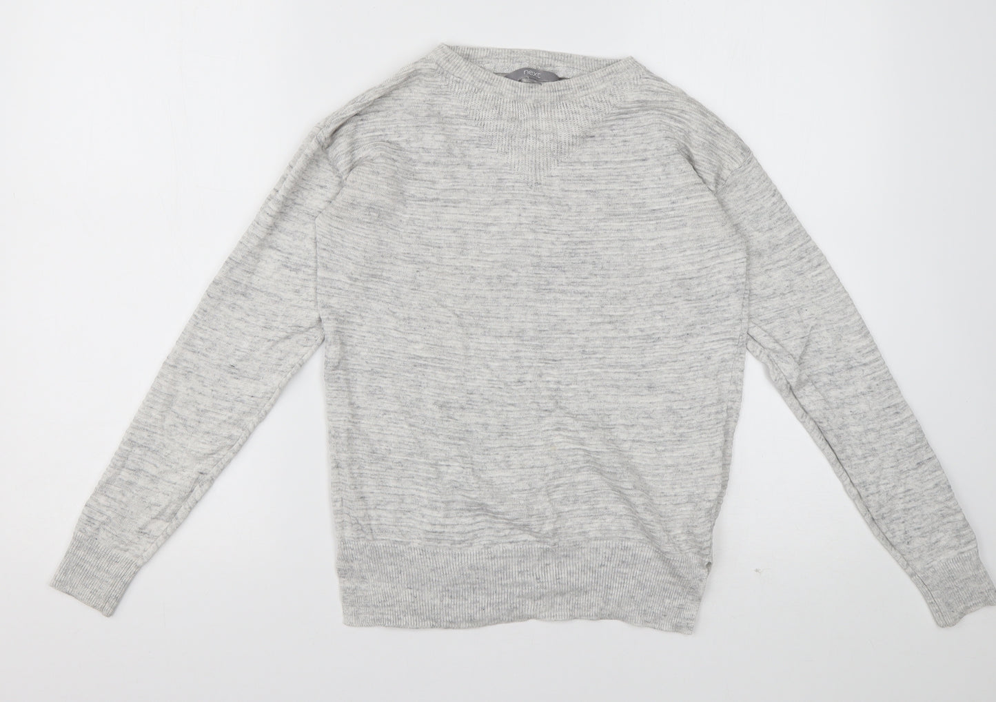 NEXT Womens Grey Crew Neck Striped Viscose Pullover Jumper Size 6