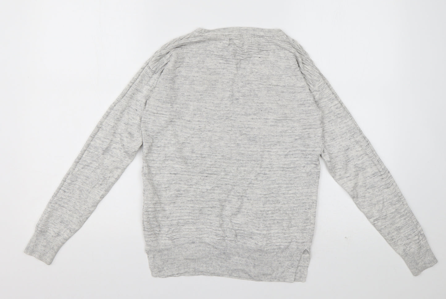 NEXT Womens Grey Crew Neck Striped Viscose Pullover Jumper Size 6