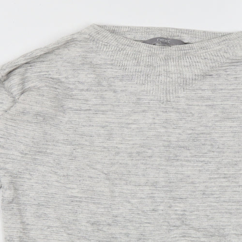 NEXT Womens Grey Crew Neck Striped Viscose Pullover Jumper Size 6