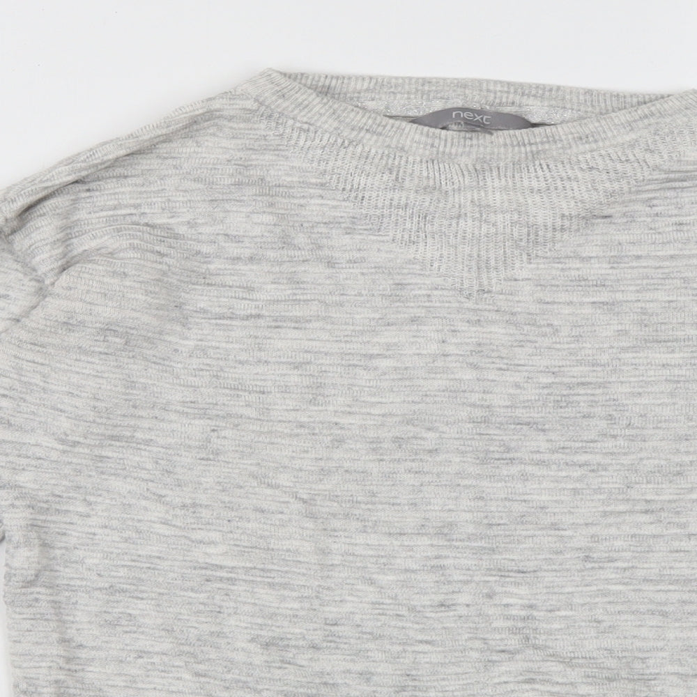 NEXT Womens Grey Crew Neck Striped Viscose Pullover Jumper Size 6