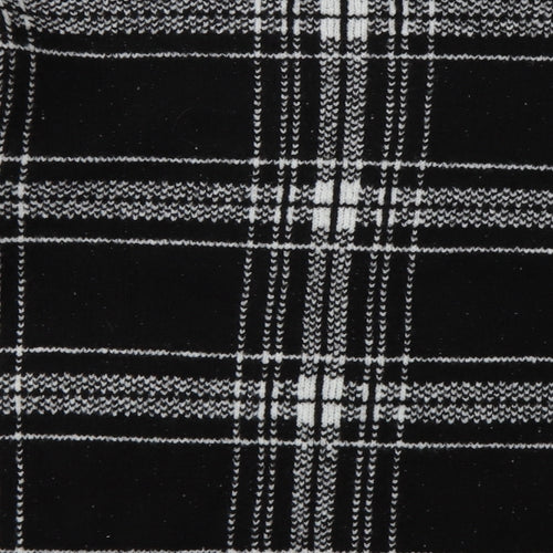 Marks and Spencer Womens Black Crew Neck Check Acrylic Pullover Jumper Size S