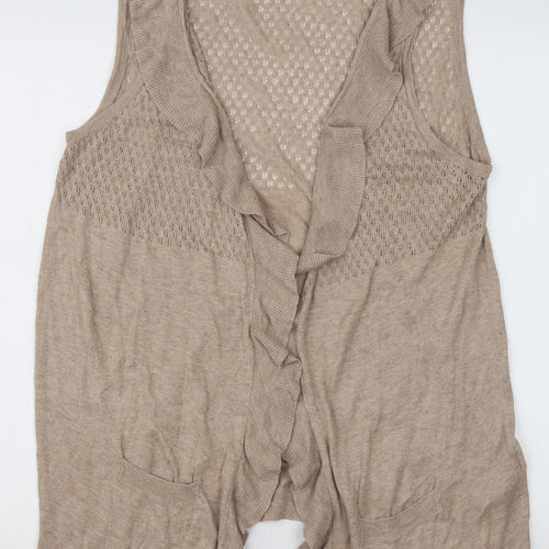 New Look Womens Brown V-Neck  Coir Cardigan Jumper Size 16