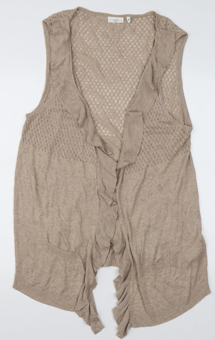 New Look Womens Brown V-Neck  Coir Cardigan Jumper Size 16