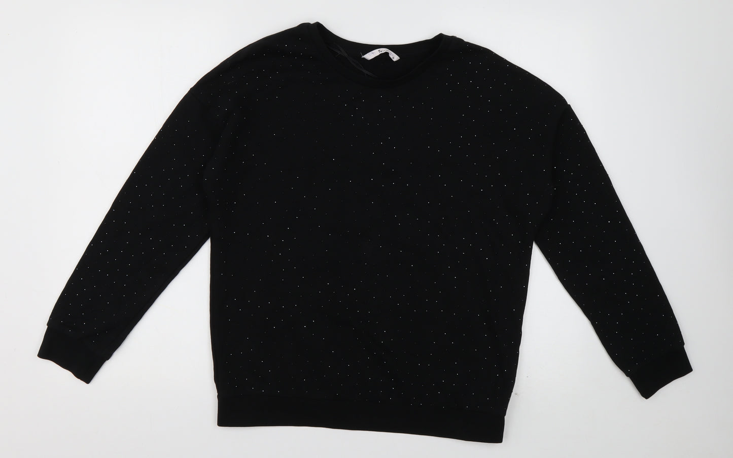 sainsburys Womens Black Crew Neck  Cotton Pullover Jumper Size 10   - Sparkle