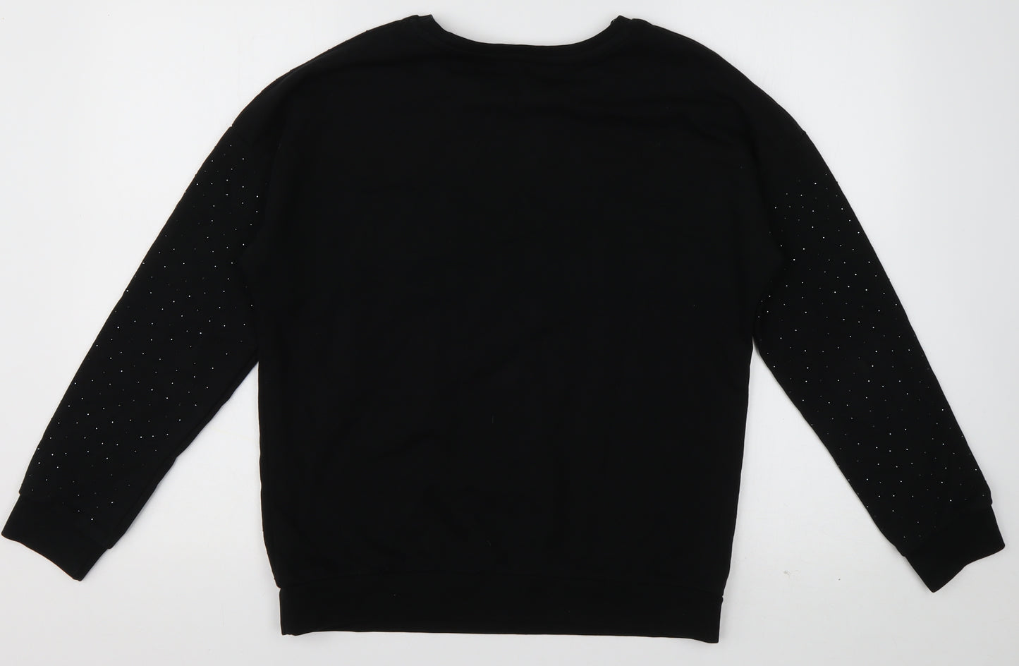 sainsburys Womens Black Crew Neck  Cotton Pullover Jumper Size 10   - Sparkle