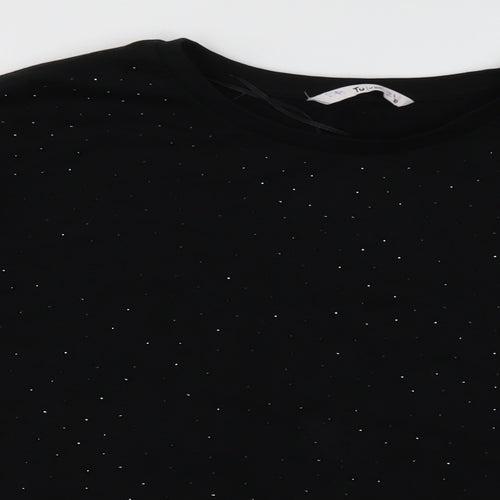 sainsburys Womens Black Crew Neck  Cotton Pullover Jumper Size 10   - Sparkle