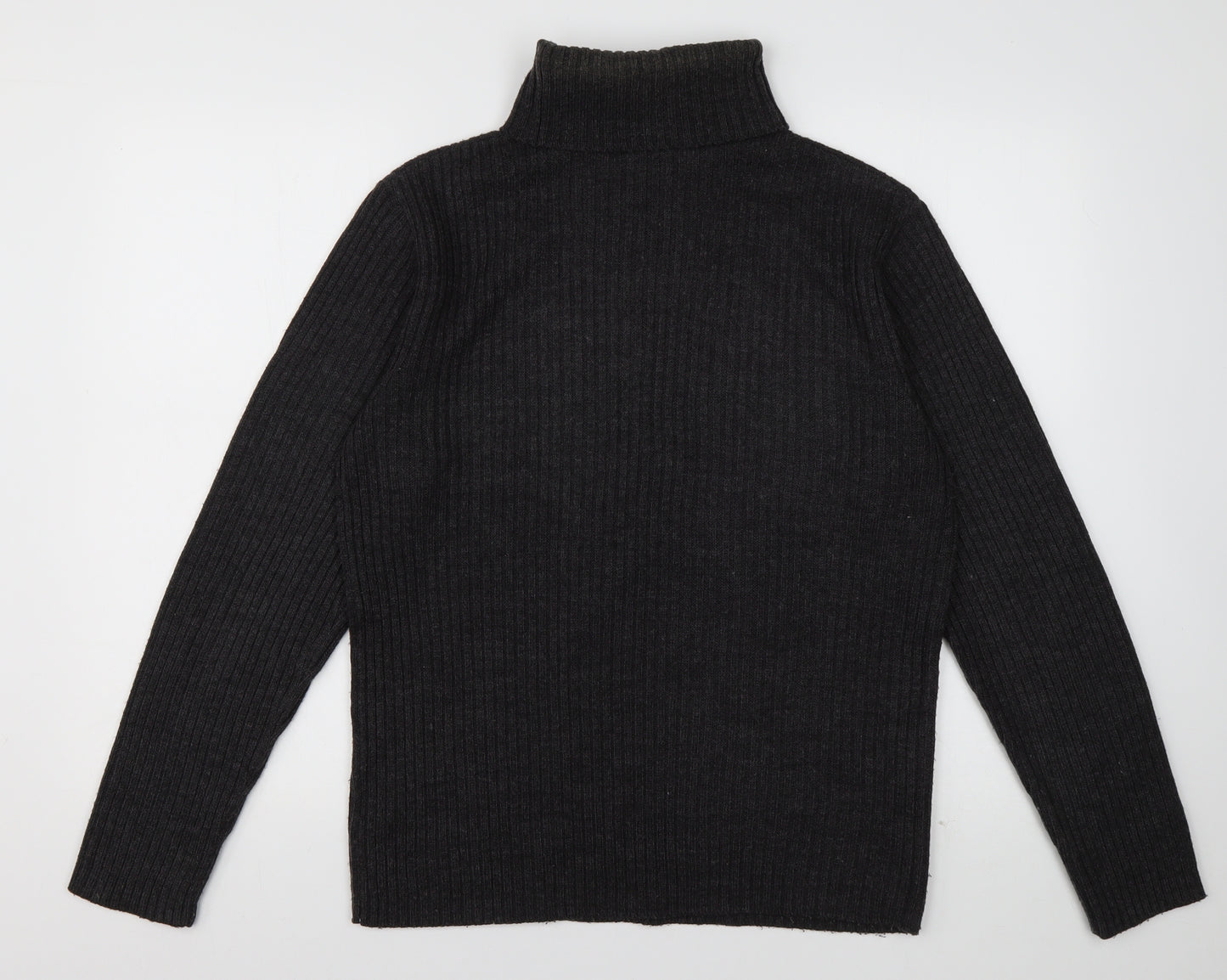 free port Mens Black Striped Acrylic Pullover Sweatshirt Size M