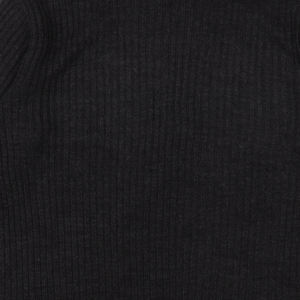 free port Mens Black Striped Acrylic Pullover Sweatshirt Size M