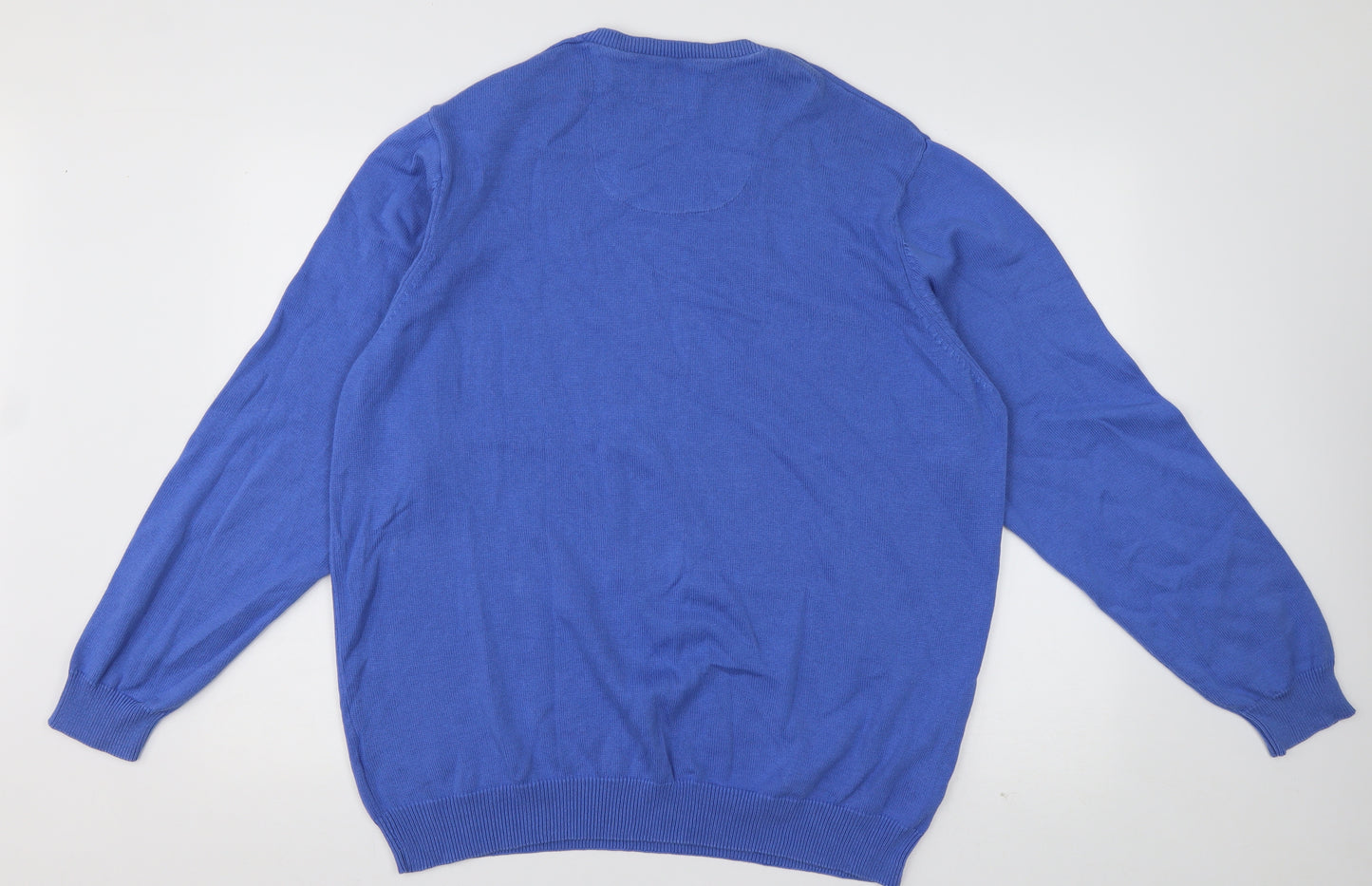 Marks and Spencer Mens Blue V-Neck  Cotton Pullover Jumper Size XL