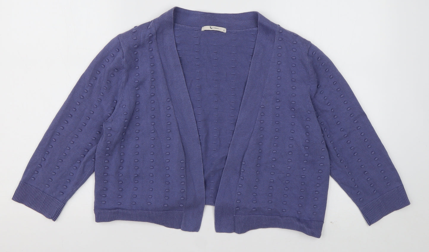 sainsburys Womens Purple V-Neck Polka Dot Cotton Cardigan Jumper Size 12