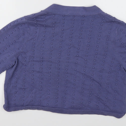 sainsburys Womens Purple V-Neck Polka Dot Cotton Cardigan Jumper Size 12