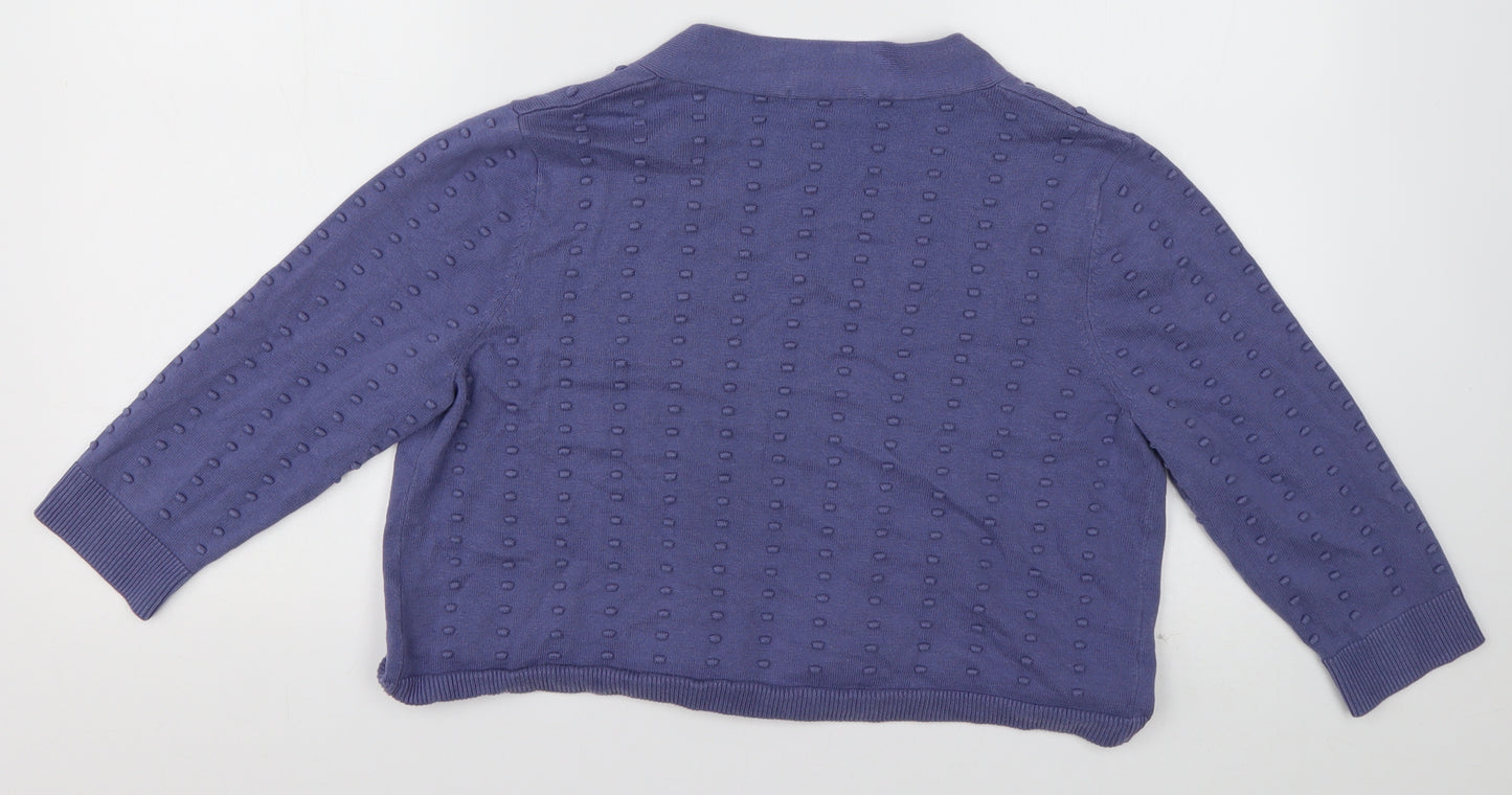 sainsburys Womens Purple V-Neck Polka Dot Cotton Cardigan Jumper Size 12