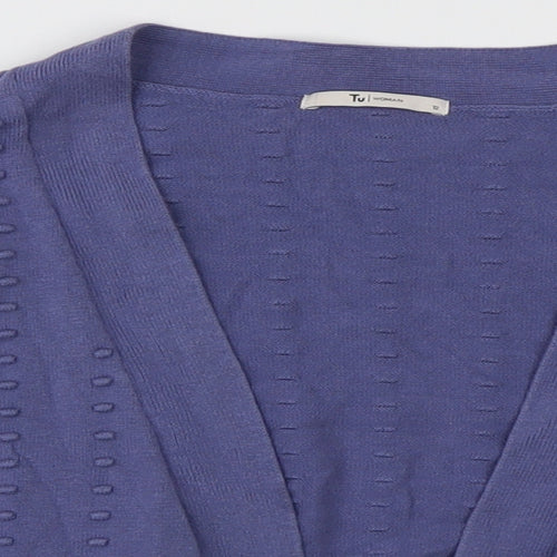 sainsburys Womens Purple V-Neck Polka Dot Cotton Cardigan Jumper Size 12