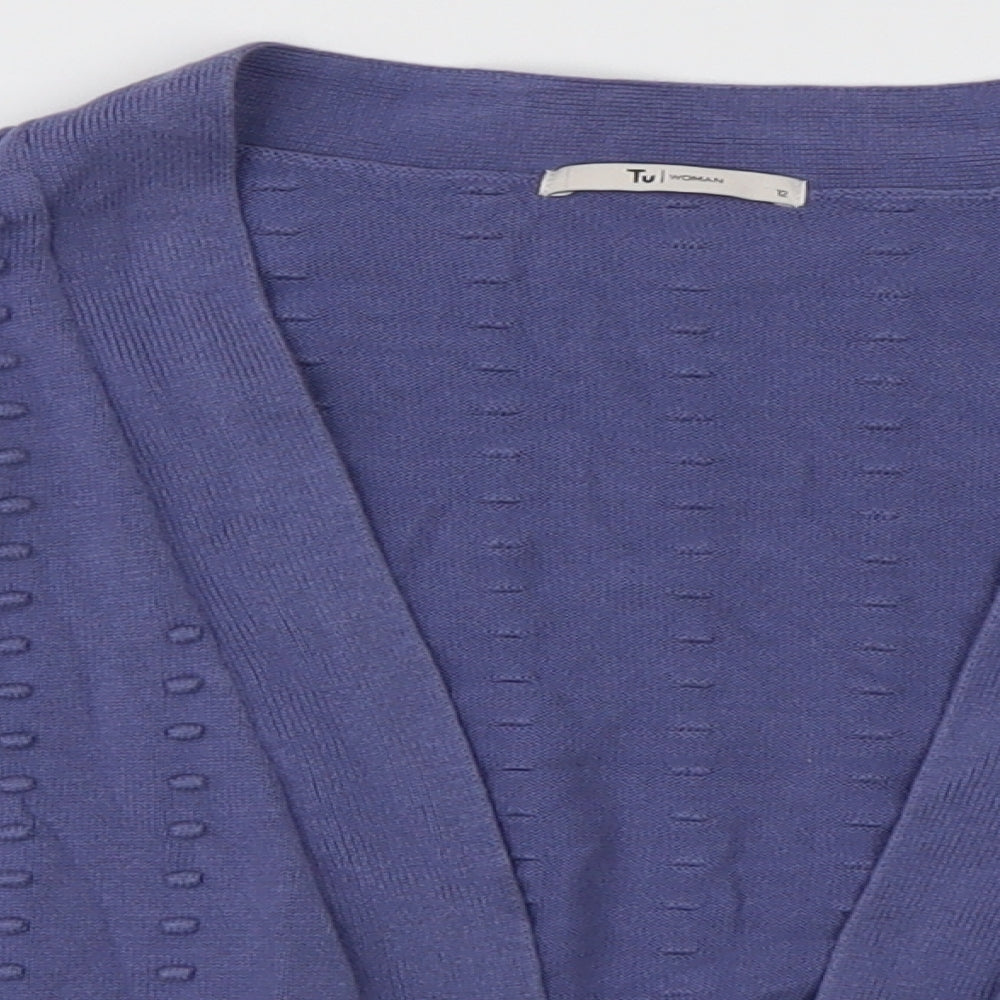 sainsburys Womens Purple V-Neck Polka Dot Cotton Cardigan Jumper Size 12