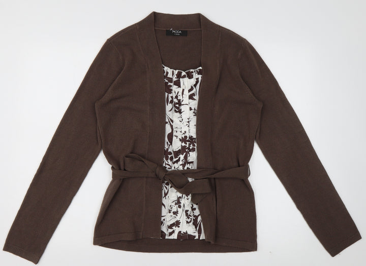 George Womens Brown Geometric Acrylic Pullover Sweatshirt Size 12 Pullover