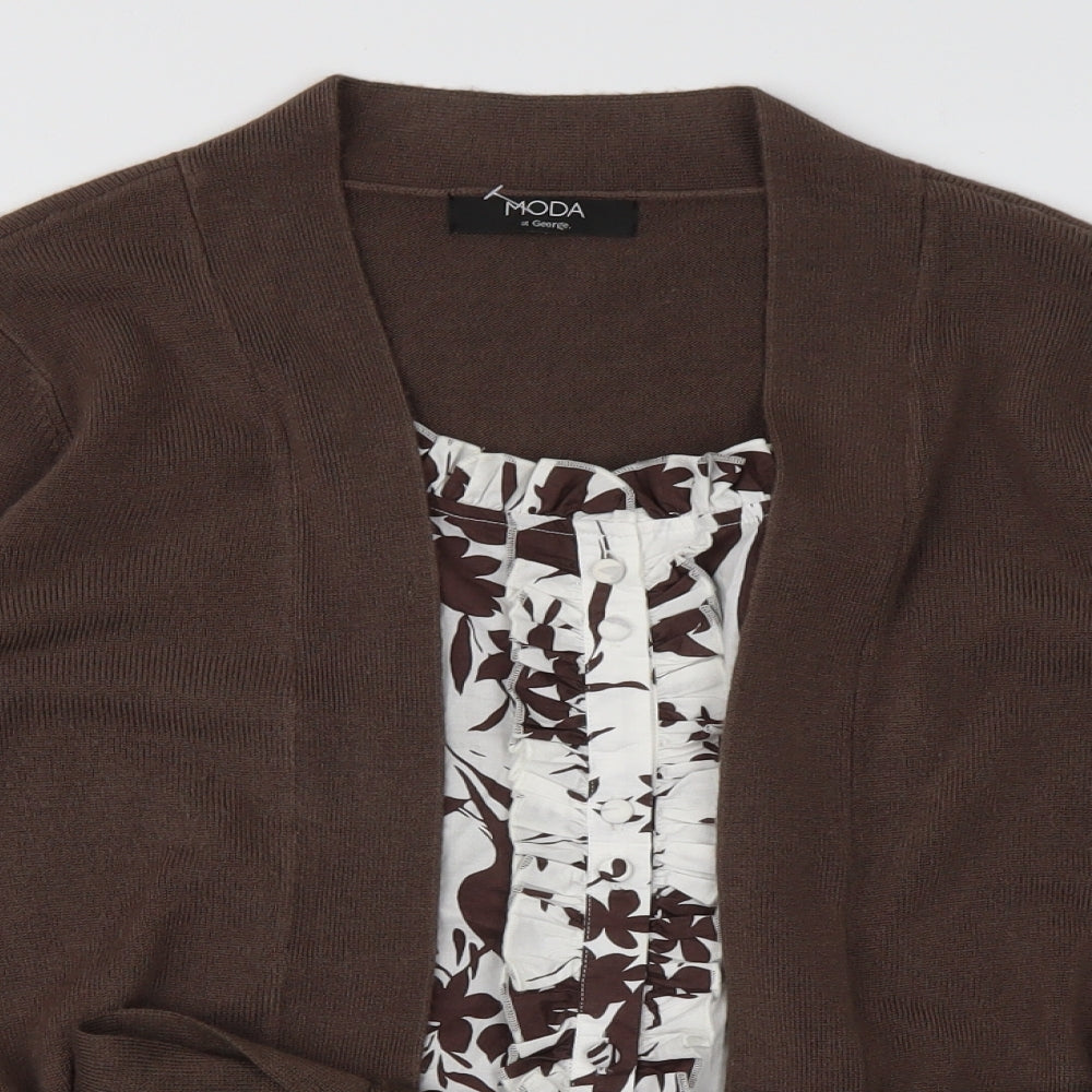 George Womens Brown Geometric Acrylic Pullover Sweatshirt Size 12  Pullover